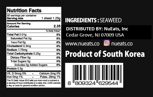 Organic Yaki sushi nori (100 Half sheets), 125g, Vegan Roasted seaweed, Product of S. Korea /NuEats