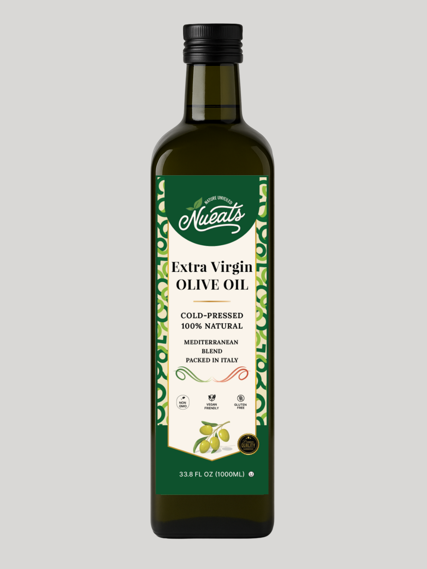 Extra Virgin Olive Oil, Cold-Pressed 100% Natural, Mediterranean Blend, Packed in Italy, 750ml/1000ml