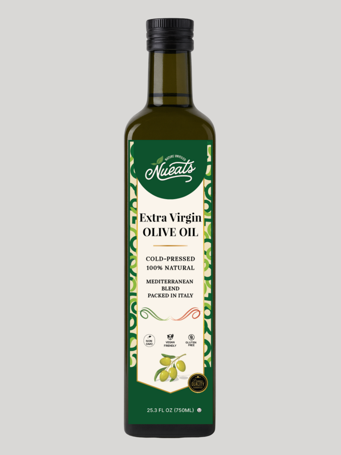 Extra Virgin Olive Oil, Cold-Pressed 100% Natural, Mediterranean Blend, Packed in Italy, 750ml/1000ml
