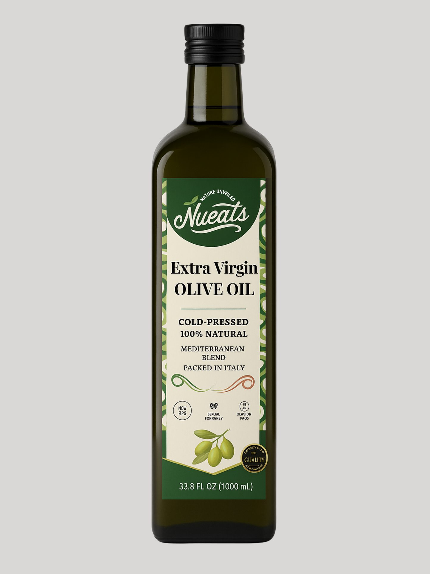 Extra Virgin Olive Oil, Cold-Pressed 100% Natural, Mediterranean Blend, Packed in Italy, 750ml/1000ml