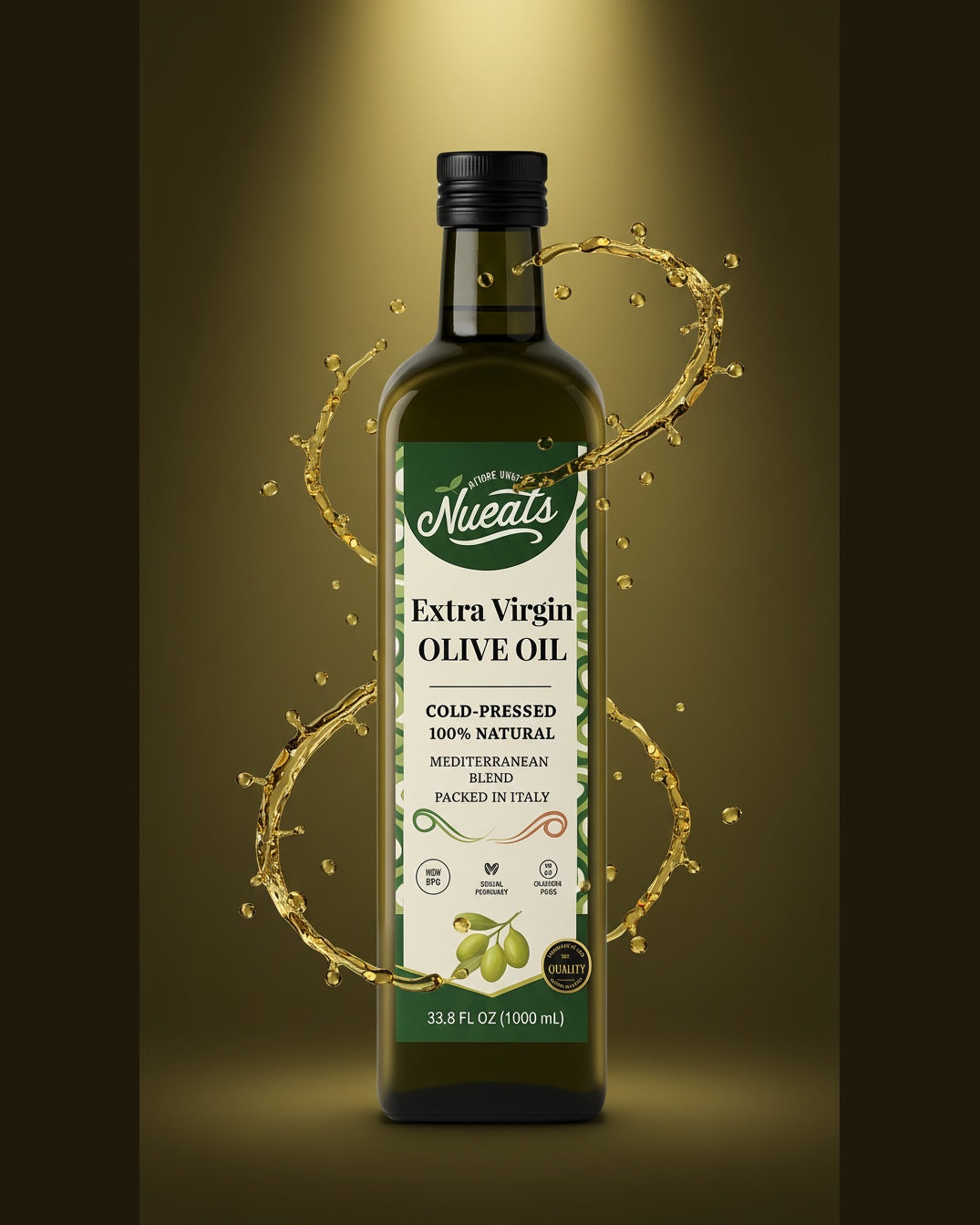 Extra Virgin Olive Oil, Cold-Pressed 100% Natural, Mediterranean